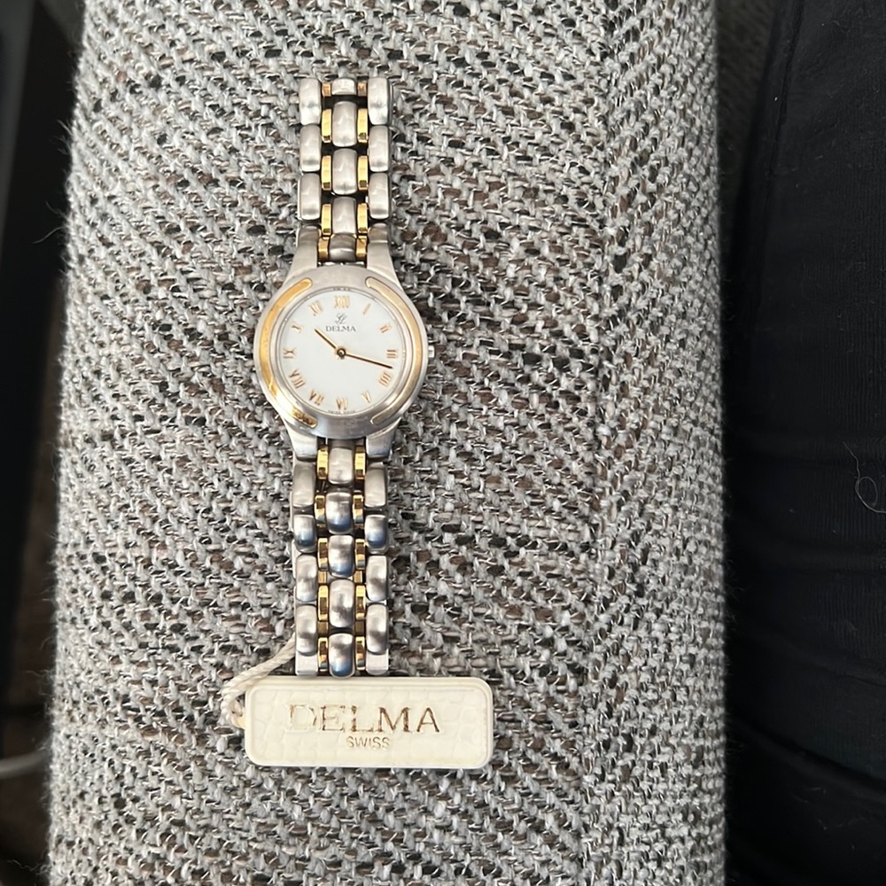 Delma ladies watch, 2 tone 18K yellow gold and stainless steel